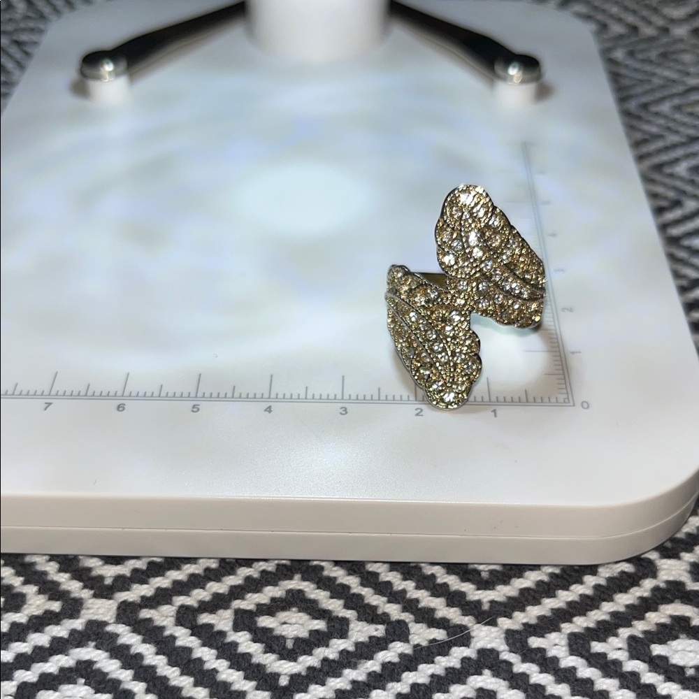 Gold-Tone Pavé Butterfly Wrap Ring